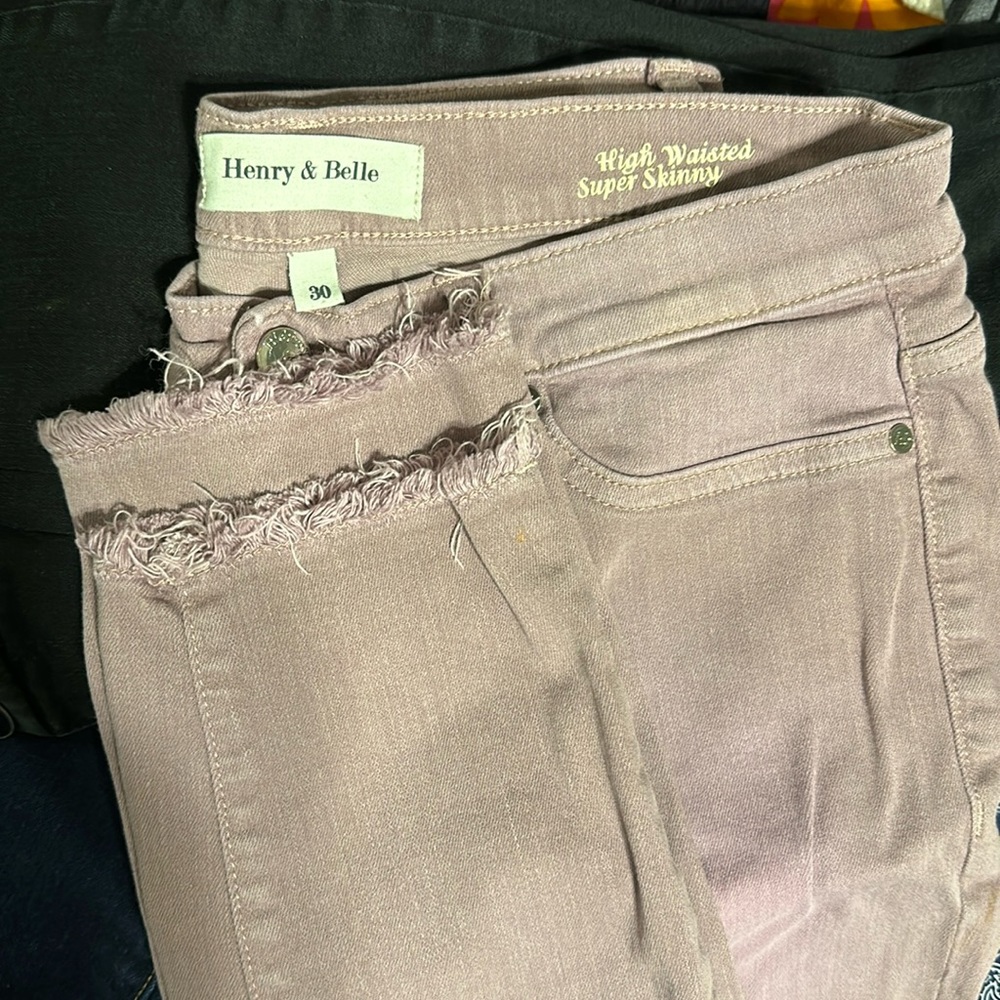 Lavender high waisted super skinny jeans. Henry & Belle
